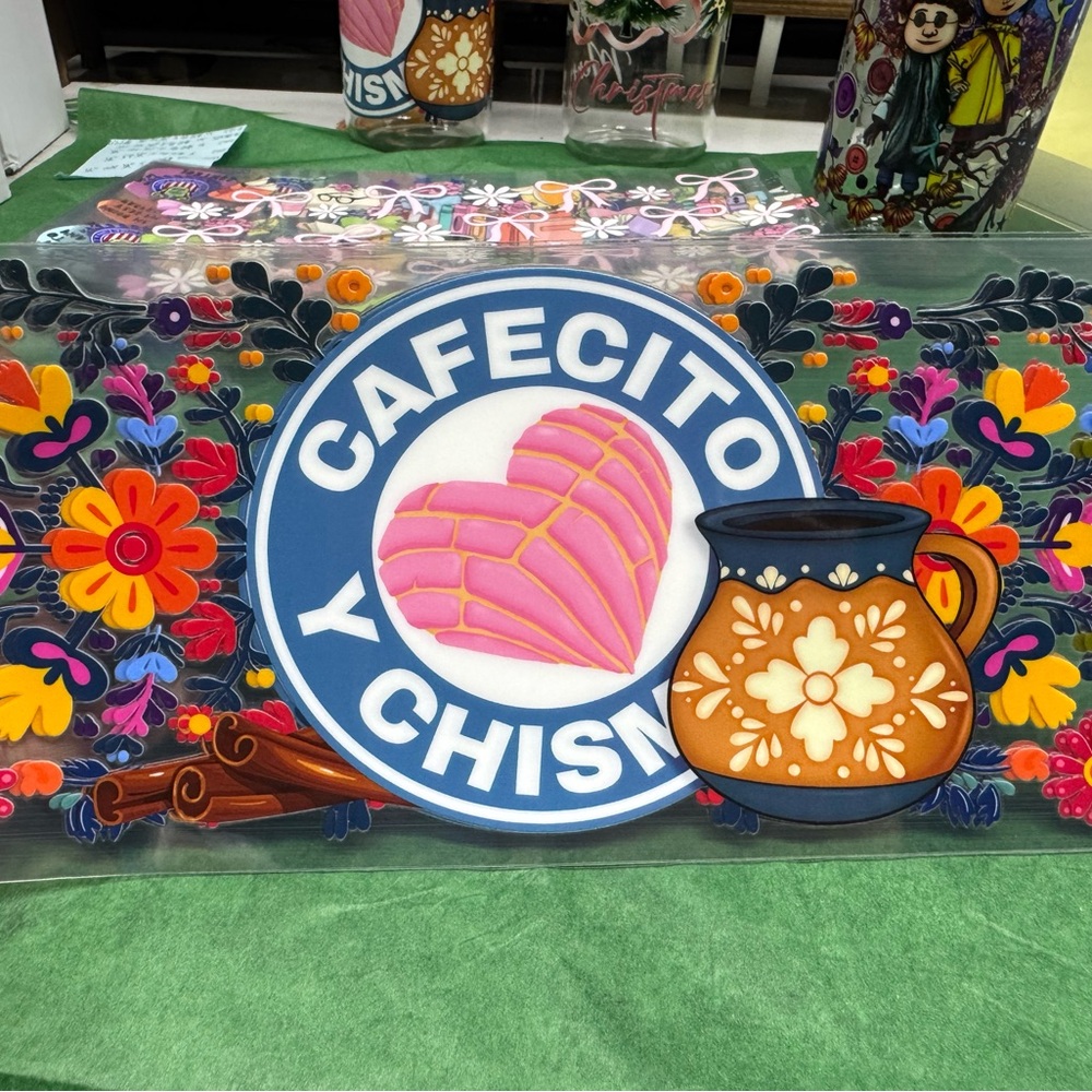 Cafecito y Chisme/ coffee and gossip UV DTF cup wrap